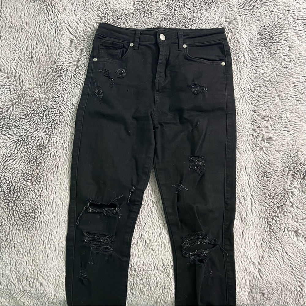 Black Distressed Skinny Jeans